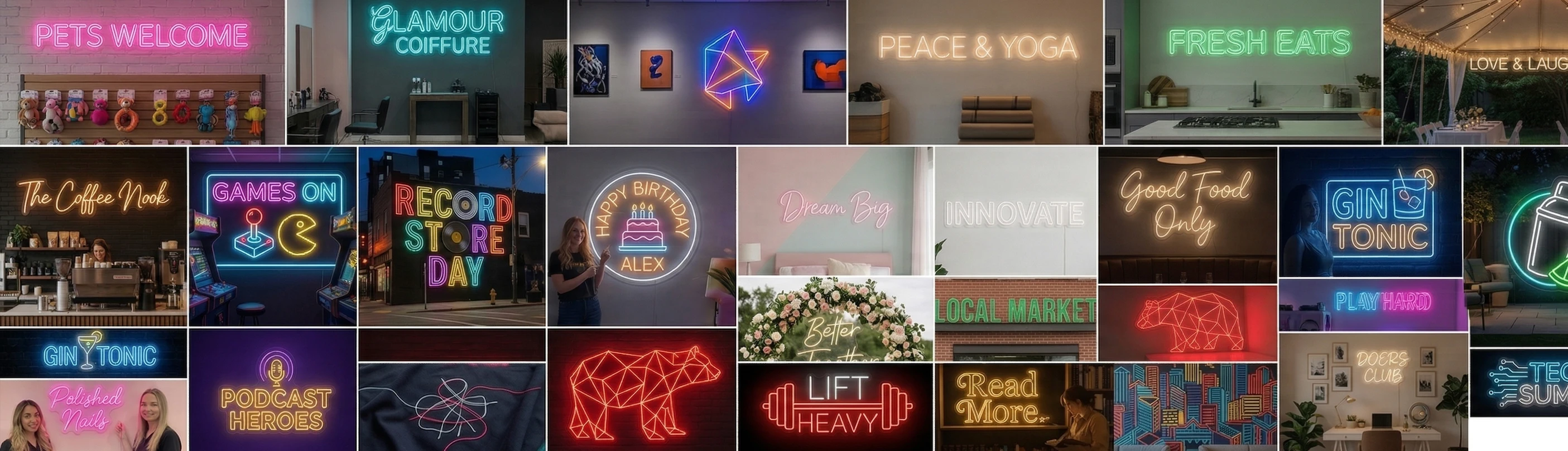 NEONLY neon sign gallery — weddings, businesses, events and home décor